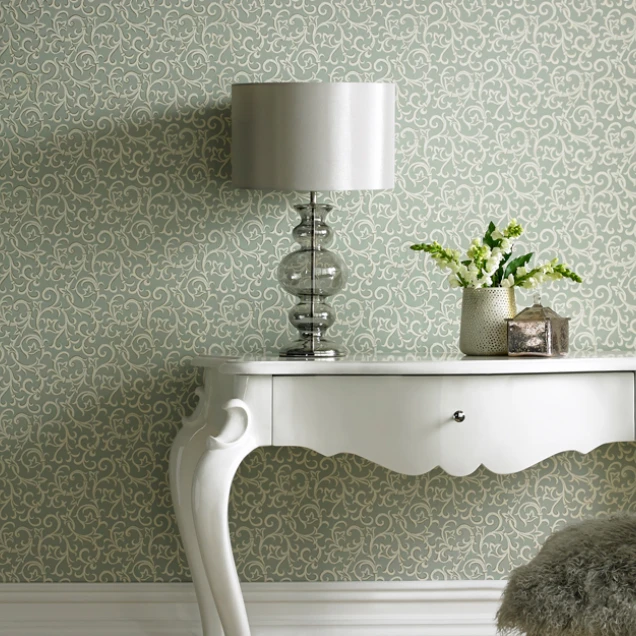 Brodsworth, Seafoam Green Luxury Patterned, 1838 Wallcoverings, 5.3mp / rola